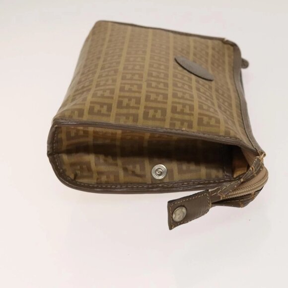 FENDI Celine Zucca Canvas Macadam Canvas Bag PVC 2 Set Beige Brown Auth ti3415 - Picture 4 of 15